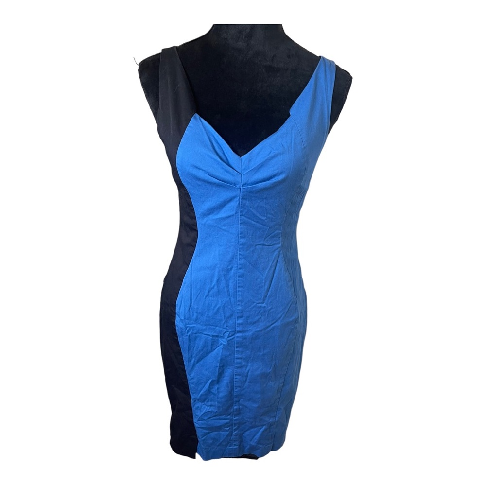 T Tahari Sleeveless Fitted Sheath Dress Blue/Black Size 6 - Picture 1 of 11